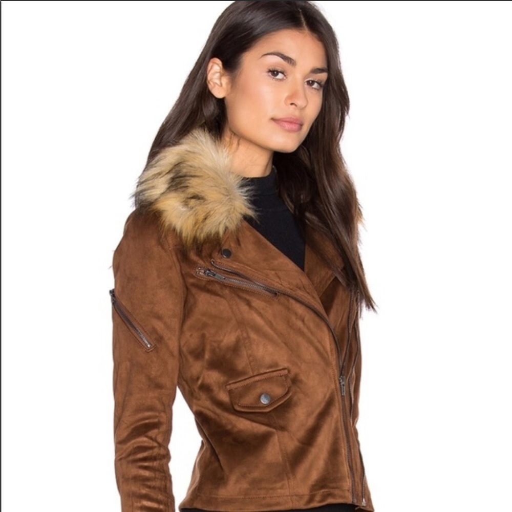 John + Jenn faux suede Moto jacket